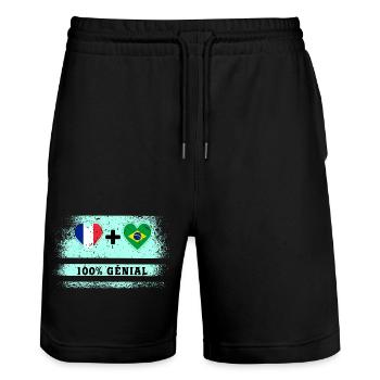 Drapeau France et Brésil 100% génial - Short de jogging bio TRAINER Stanley/Stella unisexe - noir - Devant - Nik (191cm) & Marisol (170cm)