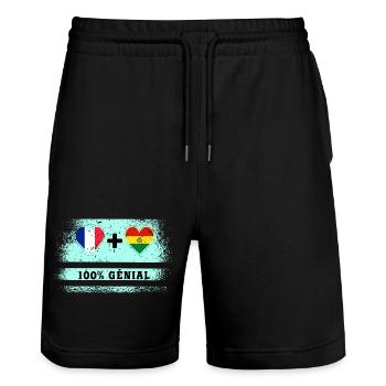 Drapeau France et Bolivie 100% génial - Short de jogging bio TRAINER Stanley/Stella unisexe - noir - Devant - Nik (191cm) & Marisol (170cm)