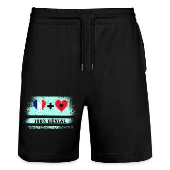 Drapeau France et Albanie 100% génial - Short de jogging bio TRAINER Stanley/Stella unisexe - noir - Devant - Nik (191cm) & Marisol (170cm)