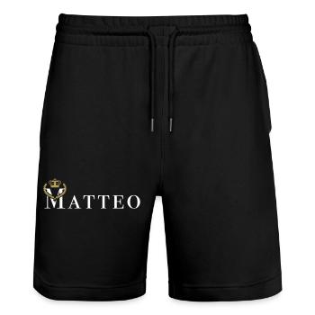 Matteo royal - graphiques vectoriels - Short de jogging bio TRAINER Stanley/Stella unisexe - noir - Devant - Nik (191cm) & Marisol (170cm)