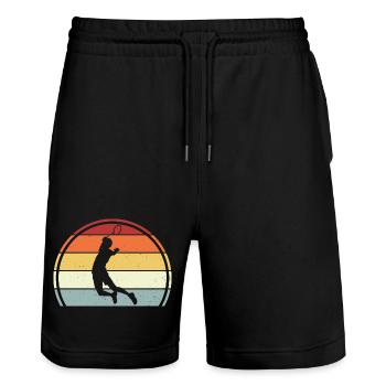 Badminton - Stanley/Stella Trainer Unisex Organic Jogging Shorts - black - Front - Nik (191cm) & Marisol (170cm)