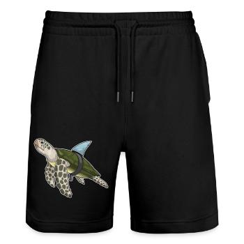 Aileron de requin tortue - Short de jogging bio TRAINER Stanley/Stella unisexe - noir - Devant - Nik (191cm) & Marisol (170cm)