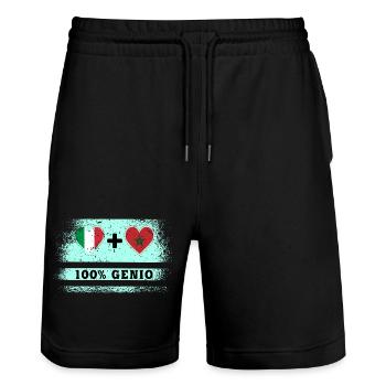 Italie et Maroc 100% drapeau de génie - Short de jogging bio TRAINER Stanley/Stella unisexe - noir - Devant - Nik (191cm) & Marisol (170cm)