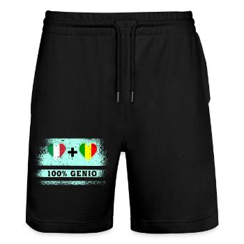 Italie et Mali 100% drapeau de génie - Short de jogging bio TRAINER Stanley/Stella unisexe - noir - Devant - Nik (191cm) & Marisol (170cm)