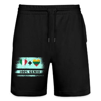 L’Italie et la Lituanie 100% drapeau de génie - Short de jogging bio TRAINER Stanley/Stella unisexe - noir - Devant - Nik (191cm) & Marisol (170cm)