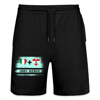 Italien und Libanon 100% geniale Flagge - Stanley/Stella Unisex Bio Joggingshorts Trainer  - Schwarz - Vorne - Nik (191cm) & Marisol (170cm)