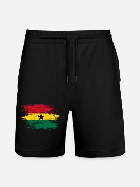 Ghana Map Flag used - Stanley/Stella Trainer Unisex Organic Jogging Shorts - black