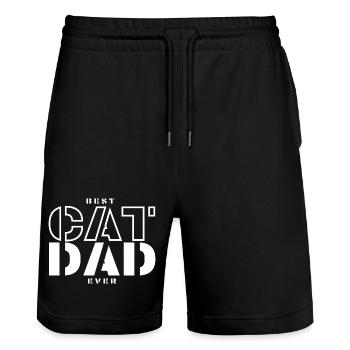 Best Daddy Cat Design - Stanley/Stella Trainer Unisex Organic Jogging Shorts - black - Front - Nik (191cm) & Marisol (170cm)