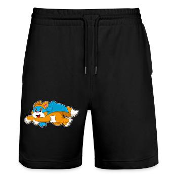 Cape de Super-héros Chat - Short de jogging bio TRAINER Stanley/Stella unisexe - noir - Devant - Nik (191cm) & Marisol (170cm)