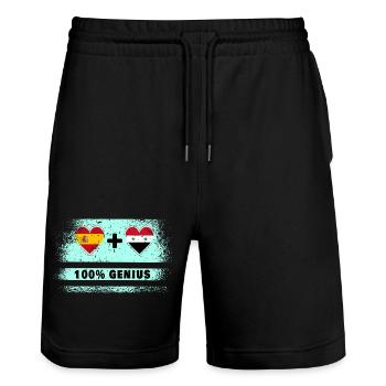 Spanien und Syrien Flagge 100% genial - Stanley/Stella Unisex Bio Joggingshorts Trainer  - Schwarz - Vorne - Nik (191cm) & Marisol (170cm)