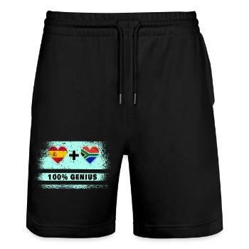 L’Espagne et l’Afrique du Sud 100% drapeau génie - Short de jogging bio TRAINER Stanley/Stella unisexe - noir - Devant - Nik (191cm) & Marisol (170cm)