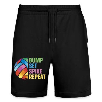 Volleyball - Stanley/Stella Unisex Bio Joggingshorts Trainer  - Schwarz - Vorne - Nik (191cm) & Marisol (170cm)