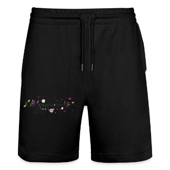 Zarte Lieblingsmensch Kalligrafie für Valentinstag - Stanley/Stella Unisex Bio Joggingshorts Trainer  - Schwarz - Vorne - Nik (191cm) & Marisol (170cm)