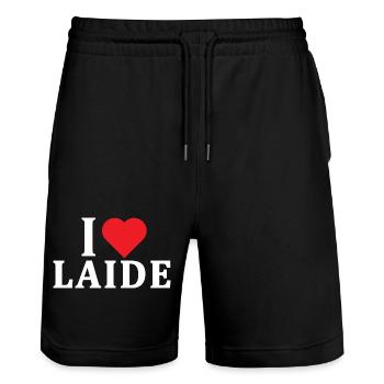 t-shirt I love Laide t-shirt gift idea - Stanley/Stella Trainer Unisex Organic Jogging Shorts - black - Front - Nik (191cm) & Marisol (170cm)