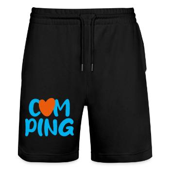 Camping Herz Fan Camper Handschrift Urlaub Hobby - Stanley/Stella Unisex Bio Joggingshorts Trainer  - Schwarz - Vorne - Nik (191cm) & Marisol (170cm)