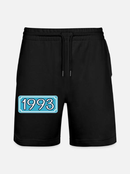 Year 1993 - Year 93 - LETTERING - Stanley/Stella Trainer Unisex Organic Jogging Shorts - black
