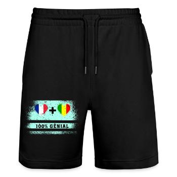 Drapeau France et Mali 100% génial - Short de jogging bio TRAINER Stanley/Stella unisexe - noir - Devant - Nik (191cm) & Marisol (170cm)