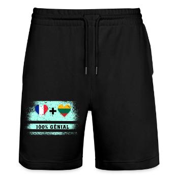 Drapeau France et Lituanie 100% génial - Short de jogging bio TRAINER Stanley/Stella unisexe - noir - Devant - Nik (191cm) & Marisol (170cm)