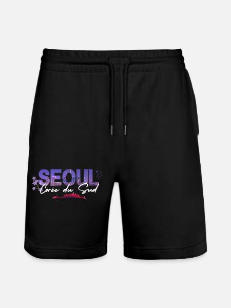 Seoul Skyline Floral Night - Stanley/Stella Trainer Unisex Organic Jogging Shorts - black
