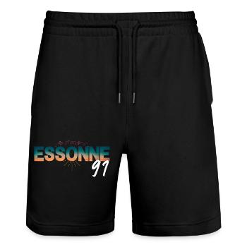 Essonne Sunset Skyline 91 - Stanley/Stella Trainer Unisex Organic Jogging Shorts - black - Front - Nik (191cm) & Marisol (170cm)