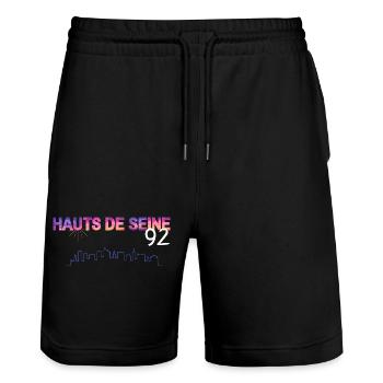 Hauts de Seine Skyline Gradient - Stanley/Stella Trainer Unisex Organic Jogging Shorts - black - Front - Nik (191cm) & Marisol (170cm)