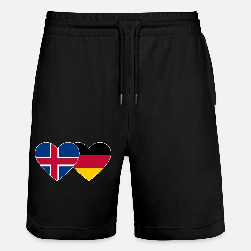 Islande Allemagne Flag Coeur - Short de jogging bio TRAINER Stanley/Stella unisexe - noir