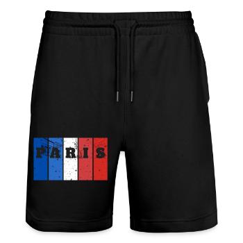 Paris Stripes Splash - Stanley/Stella Trainer Unisex Organic Jogging Shorts - black - Front - Nik (191cm) & Marisol (170cm)