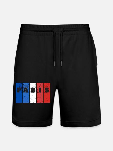 Paris Stripes Splash - Stanley/Stella Trainer Unisex Organic Jogging Shorts - black