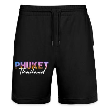 Phuket, Thailands Sonnenuntergang - Stanley/Stella Unisex Bio Joggingshorts Trainer  - Schwarz - Vorne - Nik (191cm) & Marisol (170cm)