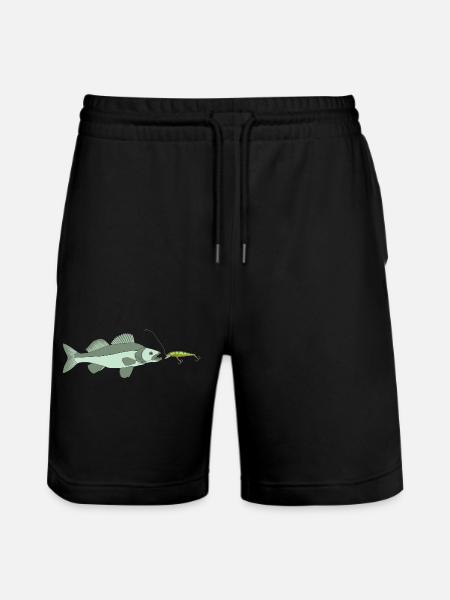 Zander jagt Kunstköder - Stanley/Stella Unisex Bio Joggingshorts Trainer - Schwarz