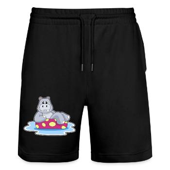 Nilpferd kleines Boot - Stanley/Stella Unisex Bio Joggingshorts Trainer  - Schwarz - Vorne - Nik (191cm) & Marisol (170cm)
