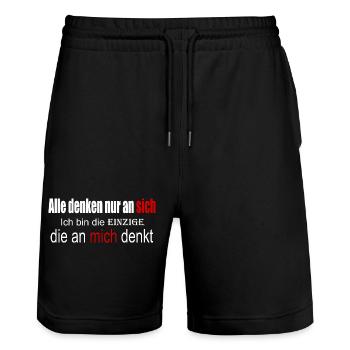 Alle denken nur an sich - Stanley/Stella Unisex Bio Joggingshorts Trainer  - Schwarz - Vorne - Nik (191cm) & Marisol (170cm)