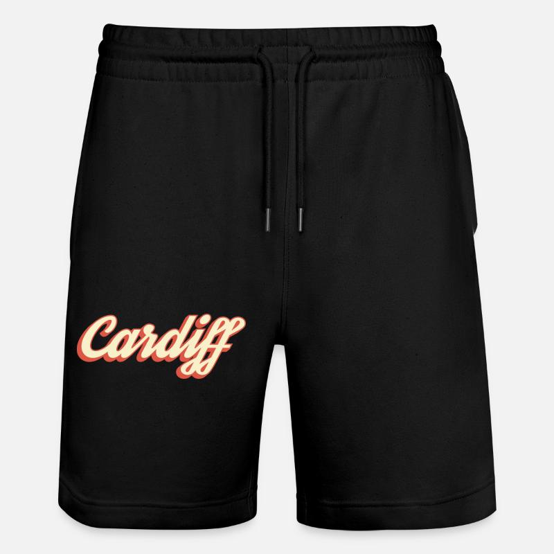 Cardiff Retro Script Logo - Stanley/Stella Trainer Unisex Organic Jogging Shorts - black