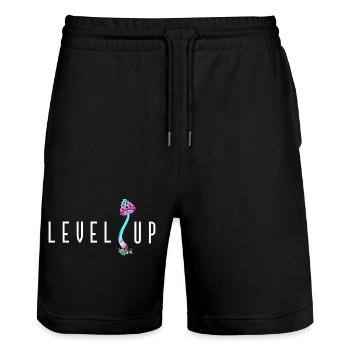 LEVEL UP Mushroom - Stanley/Stella Unisex Bio Joggingshorts Trainer  - Schwarz - Vorne - Nik (191cm) & Marisol (170cm)