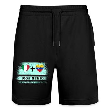 Italien und Venezuela 100% geniale Flagge - Stanley/Stella Unisex Bio Joggingshorts Trainer  - Schwarz - Vorne - Nik (191cm) & Marisol (170cm)