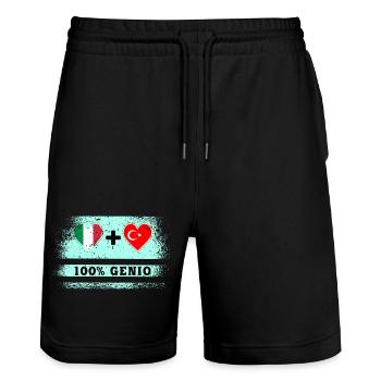 Italie et Turquie 100% drapeau de génie - Short de jogging bio TRAINER Stanley/Stella unisexe - noir - Devant - Nik (191cm) & Marisol (170cm)