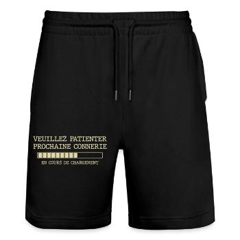 Veuillez patienter prochaine connerie - Short de jogging bio TRAINER Stanley/Stella unisexe - noir - Devant - Nik (191cm) & Marisol (170cm)
