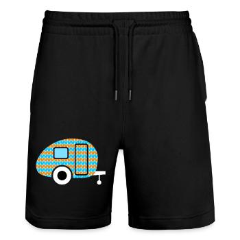 Caravan Strick Streifen Winter Muster Camping Fan - Stanley/Stella Unisex Bio Joggingshorts Trainer  - Schwarz - Vorne - Nik (191cm) & Marisol (170cm)