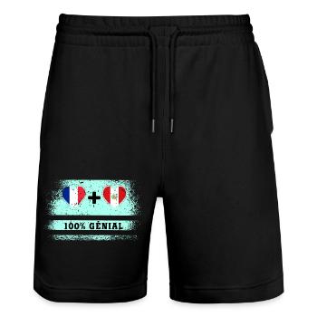 Drapeau France et Pérou 100% génial - Short de jogging bio TRAINER Stanley/Stella unisexe - noir - Devant - Nik (191cm) & Marisol (170cm)