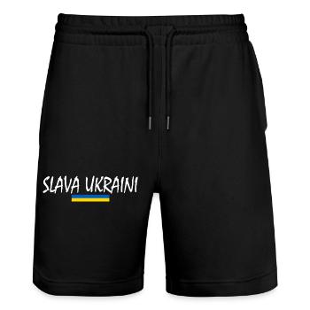 Slava ukraini - Stanley/Stella Unisex Bio Joggingshorts Trainer  - Schwarz - Vorne - Nik (191cm) & Marisol (170cm)