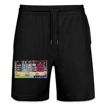 Erfurt, Historische Krämerbrücke - Stanley/Stella Unisex Bio Joggingshorts Trainer  - Schwarz - Vorne - Nik (191cm) & Marisol (170cm)