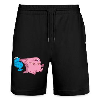 Energiestaubsauger Monster - Stanley/Stella Unisex Bio Joggingshorts Trainer  - Schwarz - Vorne - Nik (191cm) & Marisol (170cm)
