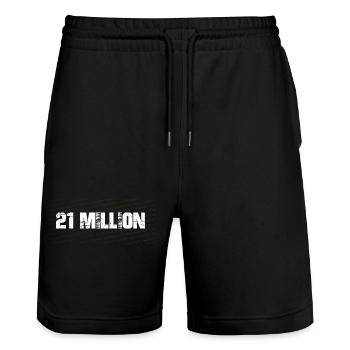 21 Million Bitcoin Orange Pill - Stanley/Stella Trainer Unisex Organic Jogging Shorts - black - Front - Nik (191cm) & Marisol (170cm)