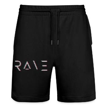 Rave Art design glitchy - raver EDM Techno House - Stanley/Stella Unisex Bio Joggingshorts Trainer  - Schwarz - Vorne - Nik (191cm) & Marisol (170cm)