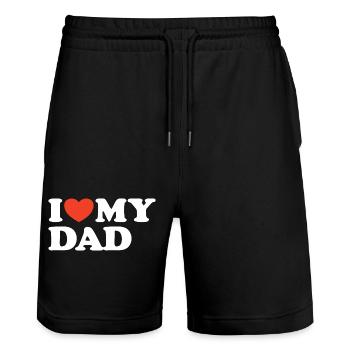 I love my Dad Heart Shirt - Stanley/Stella Trainer Unisex Organic Jogging Shorts - black - Front - Nik (191cm) & Marisol (170cm)