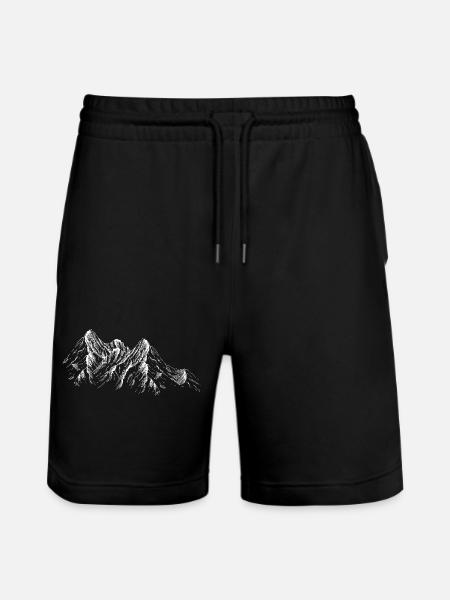 Alpine Silhouette Mountain Range - Stanley/Stella Trainer Unisex Organic Jogging Shorts - black