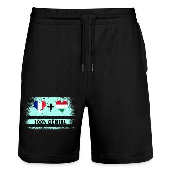 France et Hongrie Drapeau 100% génial - Short de jogging bio TRAINER Stanley/Stella unisexe - noir - Devant - Nik (191cm) & Marisol (170cm)