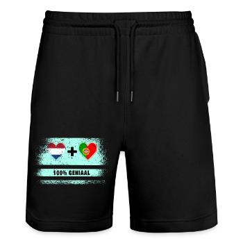 Portugal et Pays-Bas 100% Genius flag - Short de jogging bio TRAINER Stanley/Stella unisexe - noir - Devant - Nik (191cm) & Marisol (170cm)