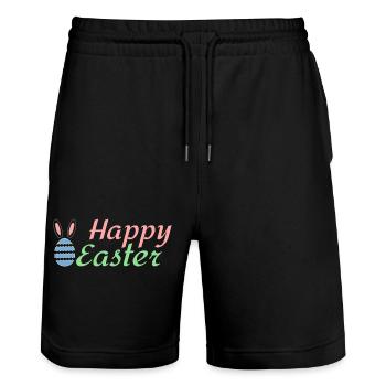 Happy Easter - Short de jogging bio TRAINER Stanley/Stella unisexe - noir - Devant - Nik (191cm) & Marisol (170cm)
