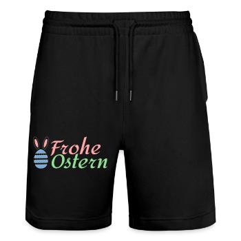 Frohe Ostern - Stanley/Stella Unisex Bio Joggingshorts Trainer  - Schwarz - Vorne - Nik (191cm) & Marisol (170cm)